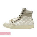 MARC JACOBS Quilting Leather Sneakers M3037C00.433 マークジェイコブス キルティングレザースニーカー ハイカット スウェード切替 ホワイト×ライトグレー サイズ9【230724】【中古-B】【me04】