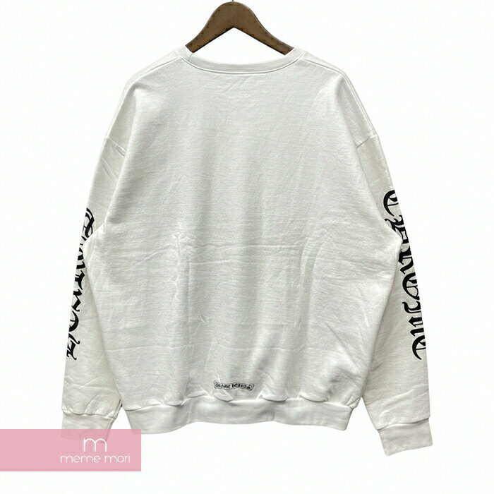 CHROME HEARTS Neck Logo Crewneck Sweatshirt クロムハーツ ネックロゴクルーネックスウェットシャツ トレーナー 袖ロゴプリント ホワイト サイズXL【241214】【新古品】