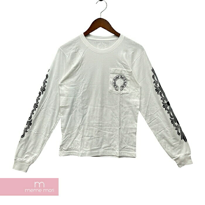 CHROME HEARTS Horseshoe Fuck You L/S Tee クロムハーツ ホースシューファックユーロングスリーブTシャツ 長袖カットソー ロンT 袖フローラルプリント ホワイト サイズS【250717】【新古品】