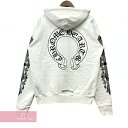 CHROME HEARTS Horseshoe Pullover Hoodie クロムハーツ ホースシュープルオーバーフーディ パーカー 袖CHクロスプリント ホワイト サイズL【250504】【新古品】