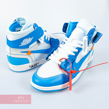 【GWセール】OFF-WHITE×NIKE AIR JORDAN 1 POWDER BLUE UNC AQ0818-148 オフホワイト×ナイキ エアジョーダン1 ハイカットスニーカー ブルー サイズUS10(28cm) プレゼント ギフト【200625】【新古品】【me04】