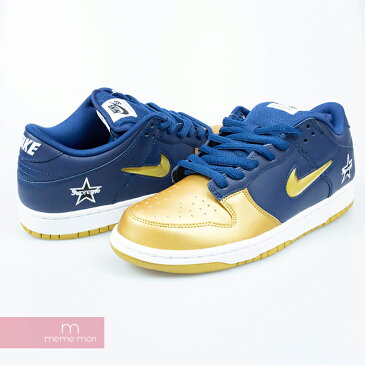 【GWセール】【オンライン限定】Supreme×NIKE SB 2019AW DUNK LOW SUPREME Jewel Swoosh Gold CK3480-700 シュプリーム×ナイキSB ダンクロウ ジュエルスウッシュゴールド ローカットスニーカー ゴールド×ネイビー サイズUS7(25cm)【200817】【新古品】【me04】