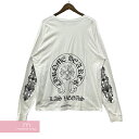 CHROME HEARTS Las Vegas Horseshoe L/S Tee クロムハーツ ラスベガス限定ロングスリーブホースシューTシャツ 長袖カットソー ロンT 袖フローラルプリント ホワイト サイズXL 【231222】【中古-B】【me04】