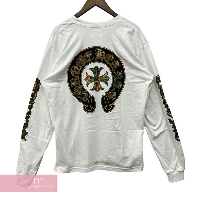 CHROME HEARTS Camo Horseshoe L/S Tee クロムハーツ カモホースシューロングスリーブTシャツ 長袖カットソー ロンT ポケT プリント 袖ロゴ カモフラージュ柄 迷彩 ホワイト サイズXXL【240430】【新古品】【me04】