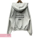 Acne studios Logo Hoodie Sweater FN-UX-SWEA000023 アクネストゥディオズ ロゴフーディセーター パーカー ダメージ加工 スプレー仕上げ リサイクルポリエステル ペールグレー サイズM 