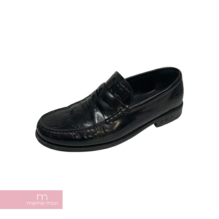 【BIG PRICE OFF】LOUIS VUITTON Louis Line Loafers 1ACDOB ルイヴィトン ルイ ライン ローファー レザー ロゴ ブラック サイズ9【240327】【中古-C】【me04】