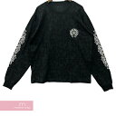 CHROME HEARTS 2024SS Graveyard Cemetery Cross L/S Tee クロムハーツ グレイブヤードセメタリークロスロングスリーブTシャツ 長袖カットソー 総柄 スクロールロゴプリント 胸ポケ ホースシュー ブラック サイズM【240429】【新古品】【me04】