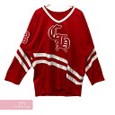 【BIG PRICE OFF】CHROME HEARTS×MATTY BOY CH Hockey Jersey Long Tee クロムハーツ×マッティボーイ ホッケージャージ ロングスリーブ レザーパッチ チョンパー レッド サイズL【240427】【新古品】【me04】