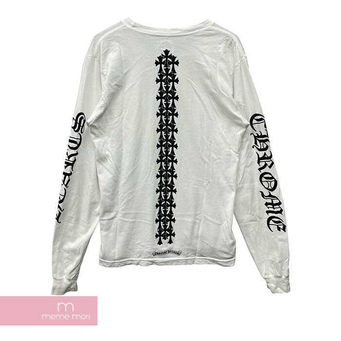 【BIG PRICE OFF】CHROME HEARTS Tire Track L/S Tee クロムハーツ タイヤトラックロングスリーブTシャツ 長袖カットソー ロンT 胸ポケット トリプルクロスプリント ホワイト サイズS 【240501】【中古-B】【me04】