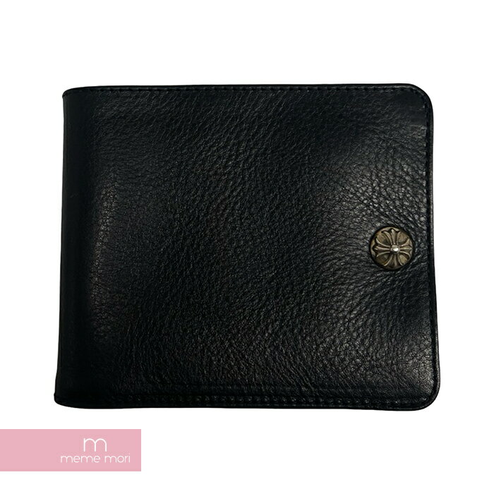 CHROME HEARTS 1SNAP CROSS BALL BUTTON WALLET クロムハーツ 1スナップクロスボールボタンウォレット 二つ折り財布 レザー ブラック 【240505】【中古-A】【me04】