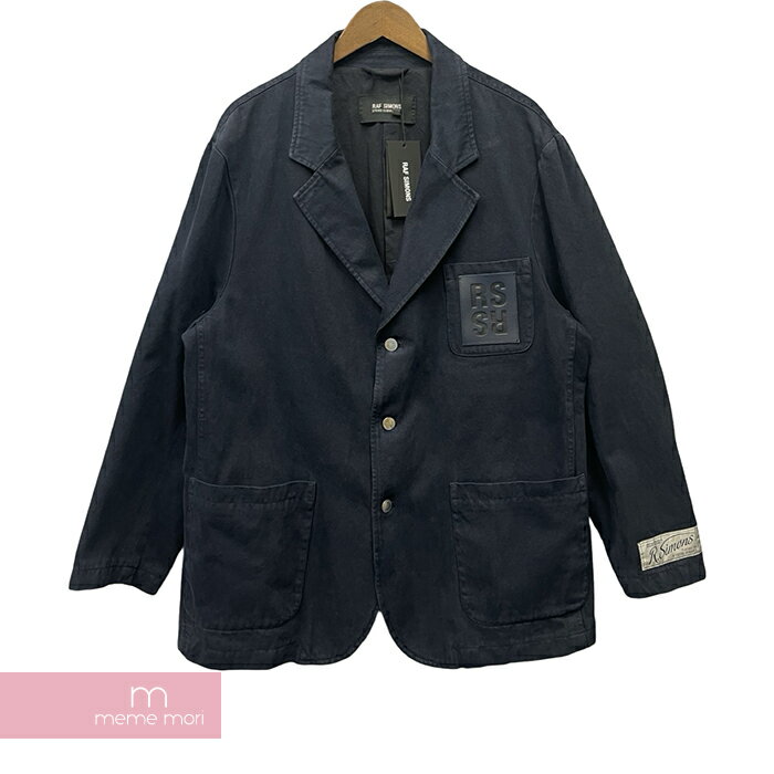 【BIG PRICE OFF】RAF SIMONS 2022SS School Boy Denim Blazer MOD. 221-543 ラフシモンズ スクールボーイデニムブレザー デニムジャケット エンボス加工ロゴ ロゴパッチ 胸ポケ ネイビー サイズM 【250505】【新古品】【me04】