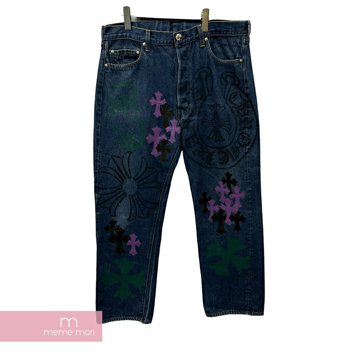 【BIG PRICE OFF】CHROME HEARTS Stencil Denim Pants クロムハーツステンシルデニムパンツ ジーンズ クロスパッチ リーバイスボディ501 ホースシュー ユーズド加工 再構築 ネイビー サイズ33【240509】【中古-A】【me04】