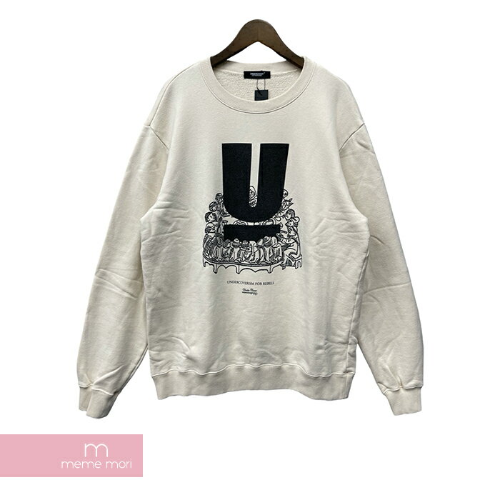 UNDERCOVER Jun Takahashi 2021AW Crewneck Sweat UD2A4893-4 アンダーカバー ジュンタカハシ クルーネックスウェット トレーナー イラストプリント ロゴ ベージュ サイズ5【240517】【中古-B】【me04】