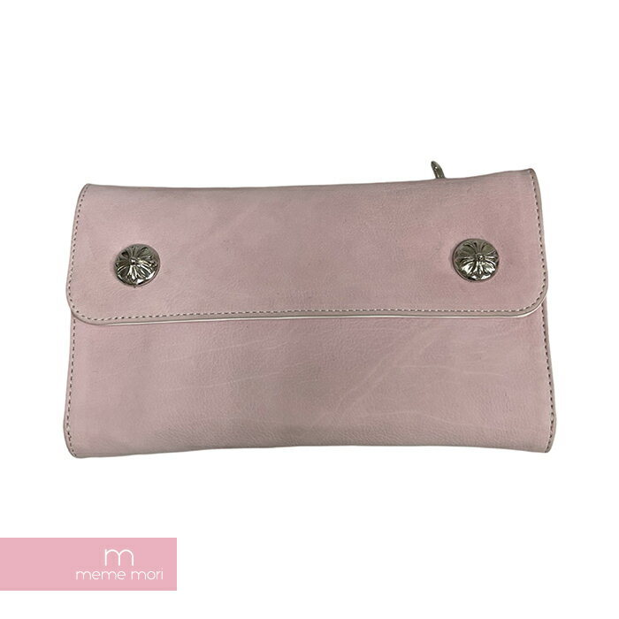 クロムハーツ 長財布（メンズ） 【BIG PRICE OFF】CHROME HEARTS Wave Cross Ball Pink Wallet クロムハーツ ウェーブクロスボールピンクウォレット 三つ折り長財布 スウェード生地 レザー ダガージップ ピンク【240528】【新古品】【me04】