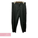 CHROME HEARTS×COMME des GARCONS Slacks PF-P043 クロムハーツ×コムデギャルソン スラックス ワイドパンツ サイドライン ストライプ レザークロスパッチ クロスボタン シルク混 ブラック サイズS【220910】【中古-A】【me04】