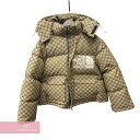 グッチ GUCCI×THE NORTH FACE 2021SS GG Canvas Bomber Jacket 657012 Z8AM4 グッチ×ノースフェイス GGキャンバスボンバージャケット ダウンブルゾン ベージュ サイズL 【240107】【新古品】