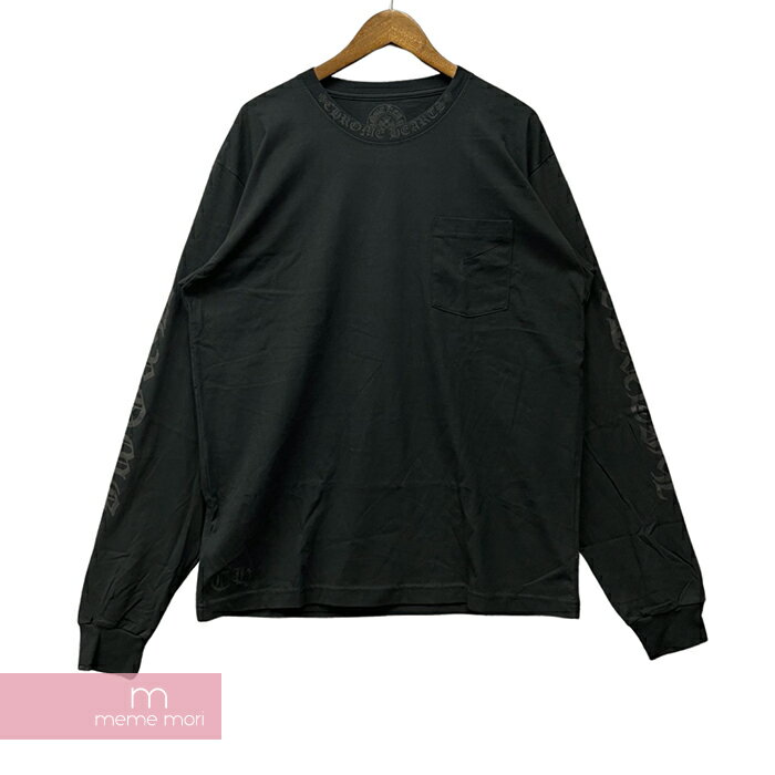 【BIG PRICE OFF】CHROME HEARTS Old English Neck Logo Dark Grey L/S Tee クロムハーツ オールドイングリッシュネックロゴダークグレイロングスリーブTシャツ 長袖カットソー ロンT ポケT 袖ロゴ ブラック サイズM【240516】【新古品】【me04】