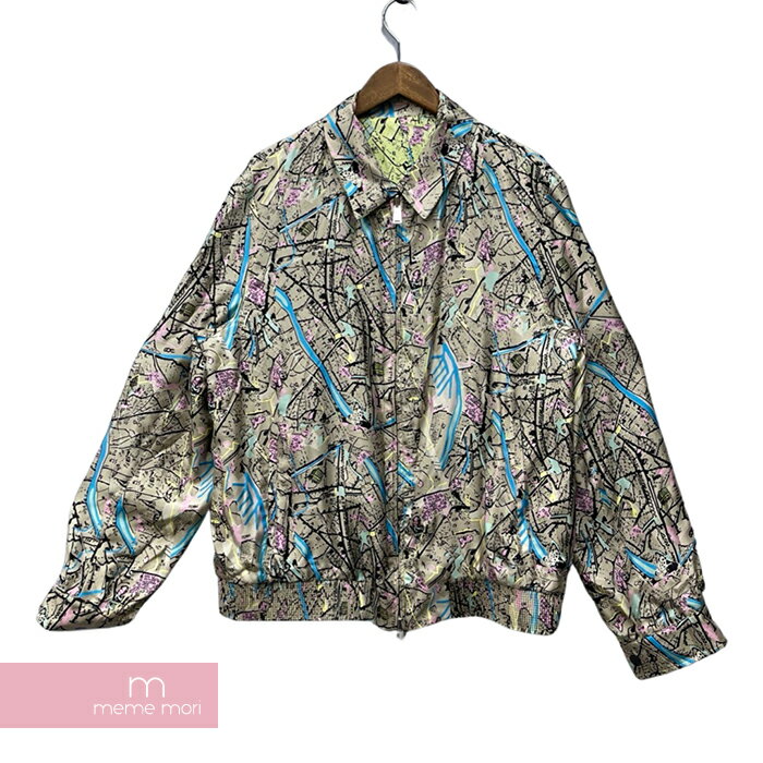 【BIG PRICE OFF】FENDI 2022SS Reversible Silk Jacket FW0554 AIAA フェンディ リバーシブルシルクジャケット 長袖 ロゴプリント ブルゾン 総柄 グリーンー×ベージュ サイズ52 【240122】【中古-B】【me04】