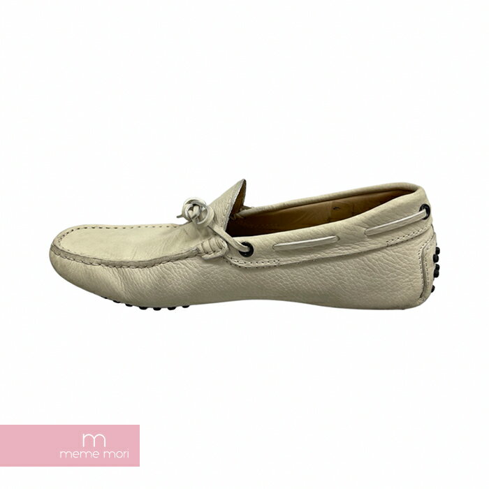 TOD'S Drivng Shoes トッズ ドライビングシューズ レザーシューズ ローファー ホワイト サイズ5 1/2 【240125】【中古-C】【me04】