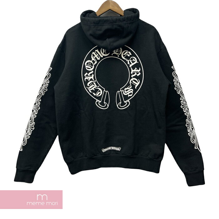 【BIG PRICE OFF】CHROME HEARTS Horseshoe Pullover Hoodie クロムハーツ ホースシュープルオーバーフーディ パーカー 袖CHクロスプリント ブラック サイズXL 【240329】【新古品】【me04】