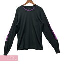 CHROME HEARTS Old English Neck Logo Purple L/S Tee クロムハーツ オールドイングリッシュネックロゴパープルロングスリーブTシャツ 長袖カットソー ロンT ポケT アームロゴ ブラック×パープル サイズL【240502】【新古品】【me04】