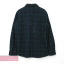 lucien pellat-finet Skull Check Shirt ルシアンペラフィネ スカルチェックシャツ 長袖シャツ ラインストーン ネイビー×グリーン サイズL