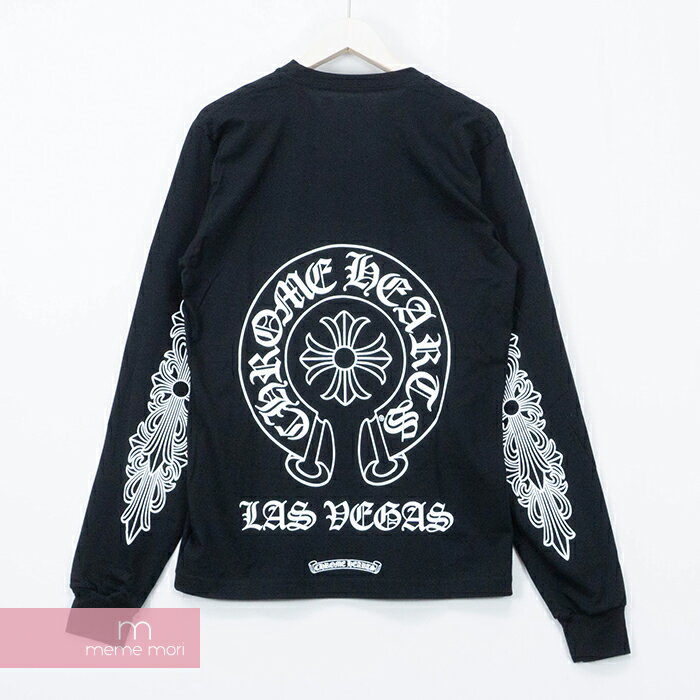 CHROME HEARTS Las Vegas Horseshoe L/S Tee クロムハーツ ラスベガス限定ロングスリーブホースシューTシャツ 長袖カットソー ロンT 袖フローラルプリント ブラック サイズXXL【220717】【新古品】【me04】