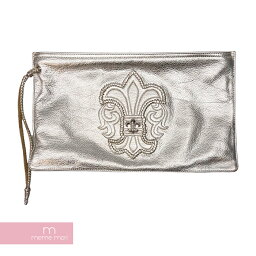 CHROME HEARTS MEDIUM FLAT BAG BS FLUER クロムハーツ ミディアムフラットバッグ BSフレア クラッチバッグ ダガージップ レザー シルバー【230201】【中古-B】【me04】