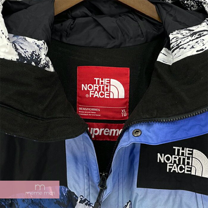 Supreme×THE NORTH FACE 2017AW Mountain Parka シュプリーム×ノースフェイス マウンテンパーカー 雪山 ナイロンジャケット ブルゾン ホワイト×ブルー サイズXL【210811】【中古-B】【me04】