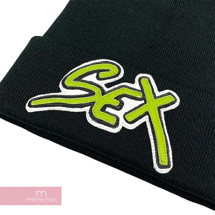 CHROME HEARTS×MATTY BOY 2021AW Sex Beanie クロムハーツ×マッティボーイ セックスビーニー ニット帽 ニットキャップ 帽子 SEX RECORDS レザーパッチ ブラック【220312】【新古品】【me04】