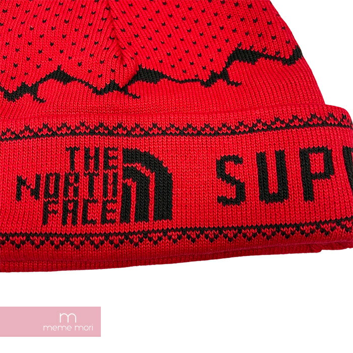 Supreme×THE NORTH FACE 2018AW Expedition Fold Beanie シュプリーム×ノースフェイス エクスペディションフォールドビーニー ロゴ ニットキャップ ニット帽 レッド【211210】【新古品】【me04】