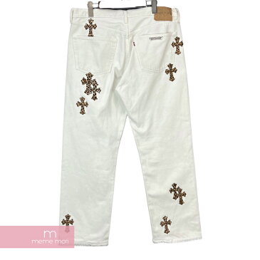 CHROME HEARTS Denim Pants クロムハーツ デニムパンツ ジーンズ レオパードクロスパッチ ハラコ リーバイスボディ ホワイト サイズ36【220805】【中古-B】【me04】