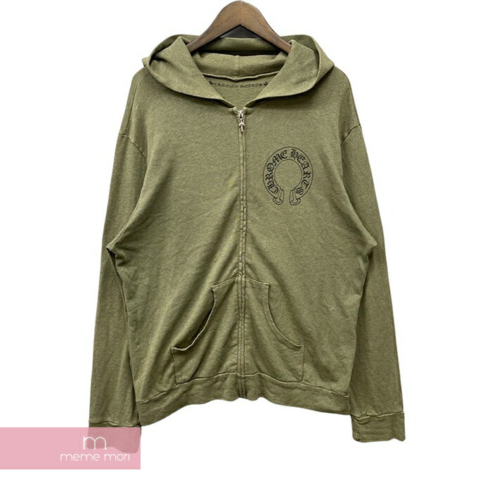 CHROME HEARTS Cemetery Cross Zip Up Hoodie クロムハーツ セメタリークロスジップアップフーディ パーカー プリント ダガージップ カーキオリーブ サイズL【220426】【中古-B】【me04】