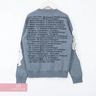 LOUIS VUITTON 2020SS Studio Jacquard Crew Neck 1A5V4X ルイヴィトン スタジオジャガードクルーネックニット セーター グレー サイズM【200404】【中古-A】