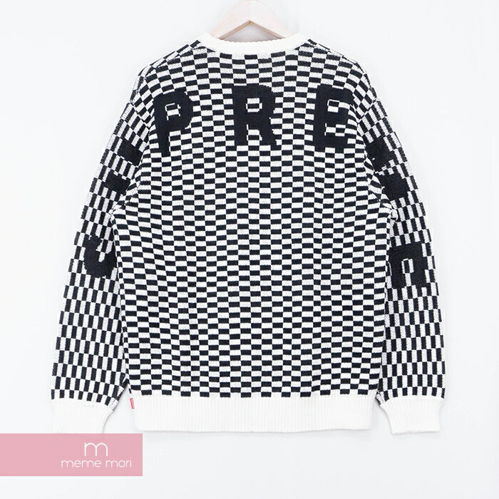 Supreme 2020SS Back Logo Sweater Checkerboard シュプリーム バックロゴセーター チェッカーボード コットンニット チェック ホワイト×ブラック サイズM【200602】【新古品】