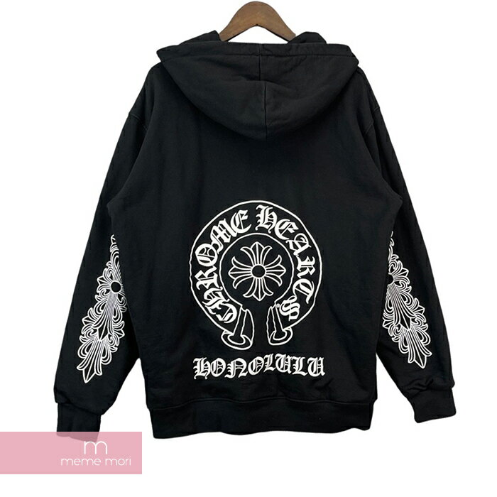 CHROME HEARTS Honolulu Limited Horseshoe Zip Up Hoodie クロムハーツ ホノルル限定ホースシュージップアップフーディ パーカー 裏地サーマル ハワイ ブラック サイズXXL 【220717】【中古-A】【me04】