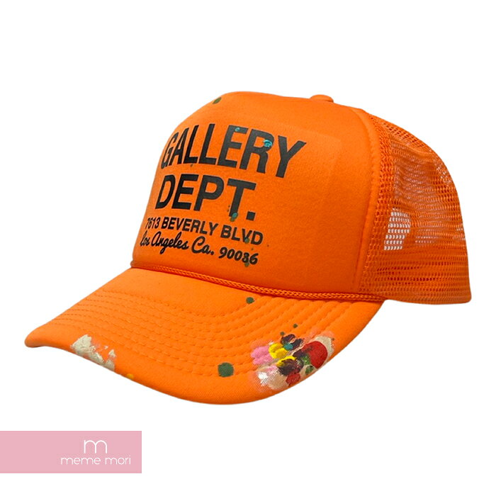 GALLERY DEPT. Workshop Cap ギャラリーデプト ワークショップキャップ メッシュキャップ 帽子 ペンキ加工 ロゴプリント オレンジ【230414】【中古-A】【me04】