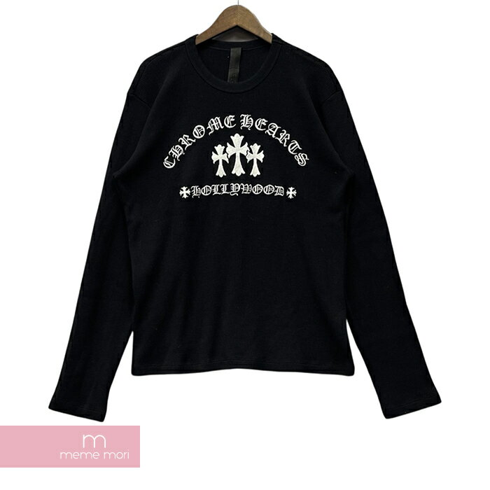 CHROME HEARTS Y NOT Cemetery Cross Thermal L/S Tee クロムハーツ ワイノットセメタリークロスサーマルロングスリーブTシャツ 長袖カットソー ロンT ワッフル ロゴ刺繍 King Taco キングタコ ブラック サイズL【231118】【新古品】【me04】