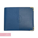 Cartier Must De Cartier 6 Credit Card Wallet CRL3001920 カルティエ マストドゥカルティエ 6クレジットカードウォレット 二つ折り財布 カーフスキン ゴールドメタル装飾 ブルー【231122】【中古-A】【me04】