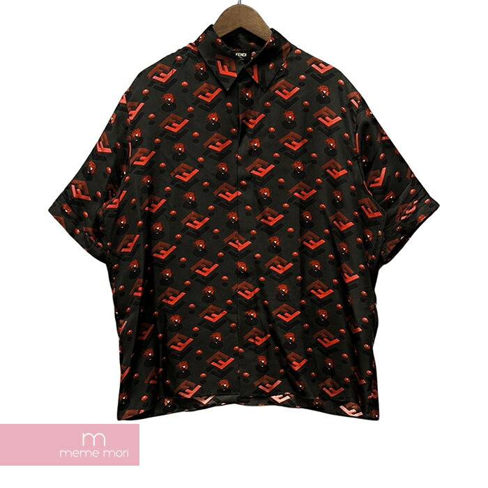 【BIG PRICE OFF】FENDI 2023SS Red Silk Shirt FS0795 AL54 フェンディ レッドシルクシャツ 半袖シャツ 総柄 FFダイアモンド チャコールグレー×レッド サイズ41 【231202】【中古-A】【me04】