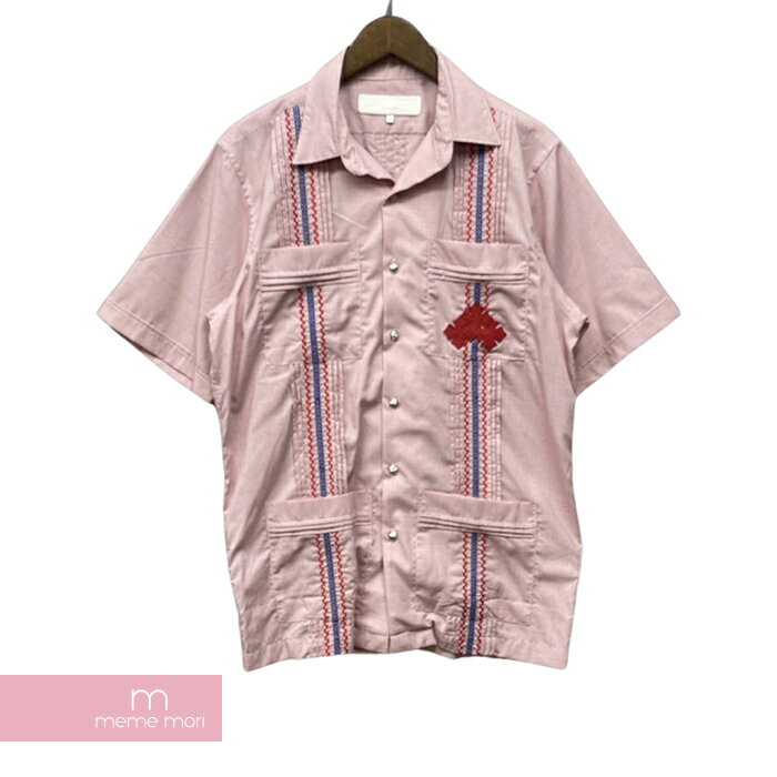 CHROME HEARTS Y Not Guayabera Shirt クロムハーツ ワイノットキューバシャツ 半袖 クロスボールボタン レザートリプルクロスパッチ ギンガムチェック レッド×ホワイト サイズM 【231209】【中古-B】【me04】