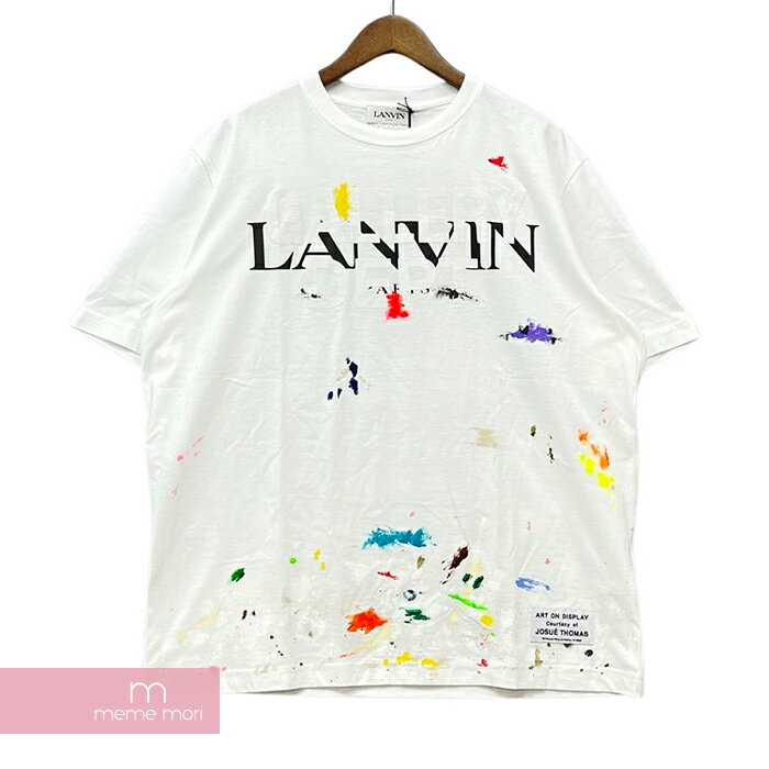 GALLERY DEPT.×LANVIN 2021SS Printed Tee RU-TS0005-J092-E21 ギャラリーデプト×ランバン プリンテッドTシャツ 半袖カットソー ペイント加工 ロゴプリント ホワイト サイズXL【220605】【新古品】【me04】