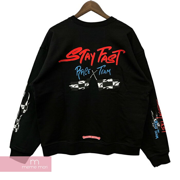 CHROME HEARTS×MATTY BOY 2022SS PPO STAY FAST RACE TEAM SWTSHRT クロムハーツ×マッティボーイ ステイファストレースチームスウェットシャツ クルーネック トレーナー プリント 99eyes チョンパー ブラック サイズM