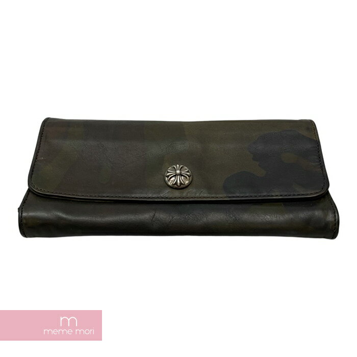 CHROME HEARTS Las Vegas Limited Judy Cross Button Tank Camo Oiled Leather Wallet クロムハーツ ラスベガスリミテッドジュディクロスボタンタンクカモオイルドレザーウォレット 長財布 迷彩 カモフラ カーキ 【220606】【中古-B】【me04】