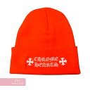 CHROME HEARTS WATCH CAP Neon Orange クロムハーツ ワッチキャップ ロゴビーニー ニットキャップ ニット帽 刺繍 ネオンオレンジ【240313】【新古品】【me04】