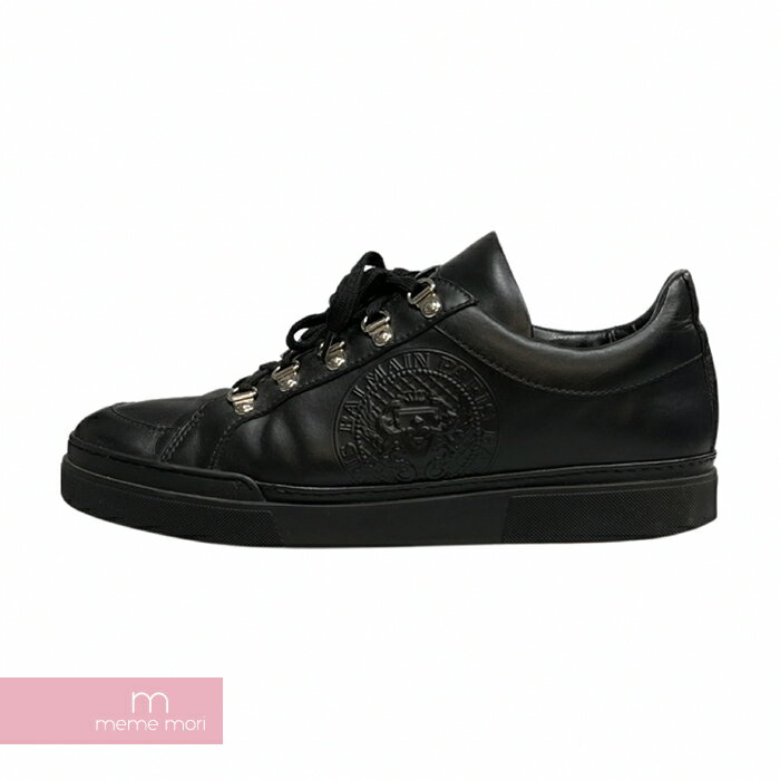 BALMAIN Embossed Low Top Sneakers 81.C164.PVPU バルマン エンボスロートップスニーカー ローカット ロゴ レザー ブラック サイズ43