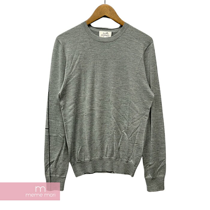 HERMES Crewneck Cashmere Sweater エルメス クルーネックカシミヤセーター ニット シルク混 グレー サイズS 【221024】【中古-B】【me04】