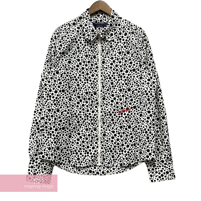 LOUIS VUITTON×Yayoi Kusama 2023SS Infinity Dots Printed Zipped Shirt 1AB6I3 ルイヴィトン×草間彌生 インフィニティドットプリンテッドジップドシャツ ロゴ刺繍 ジップアップ ホワイト×ブラック サイズL【230119】【新古品】【me04】