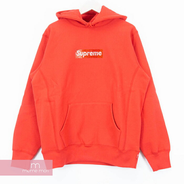 シュプリーム Supreme×Swarovski 2019SS Box Logo Hooded Sweatshirt シュプリーム×スワロフスキー ボックスロゴフーデッドスウェットシャツ プルオーバーパーカー 25周年記念 レッド サイズS【220608】【新古品】【me04】