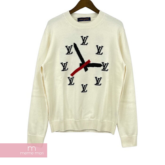 LOUIS VUITTON 2021SS Clock Intarsia Pullover 1A8P4E ルイヴィトン クロックインタルシアプルオーバーセーター ニット 時計 ホワイト サイズM 【220411】【新古品】【me04】